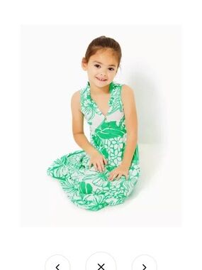 Lilly Pulitzer Green and White Floral Kids Casual Dress